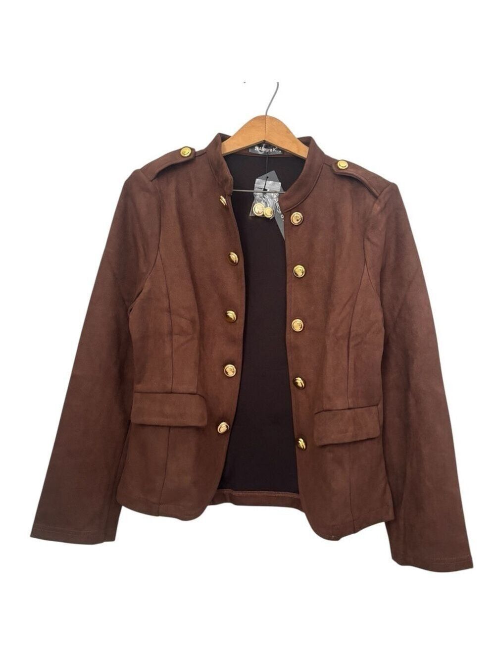 Allegra K Brown Open Front Jacket - Picture 3 of 12